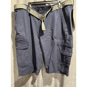 WearFirst Men's Size 42 Blue Free Band Stretch Waist Cargo Shorts Zip Pocket NWT